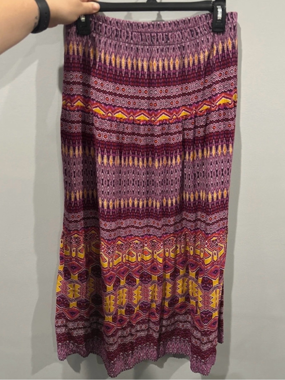 Mossimo Supply Co. Maxi Skirt in Purple and Yellow Geometric Print